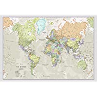 Maps International - Mapa del mundo- póster clásico con el mapa del mundo- plastificado – 84-1 x 59-4 cm – Colores…